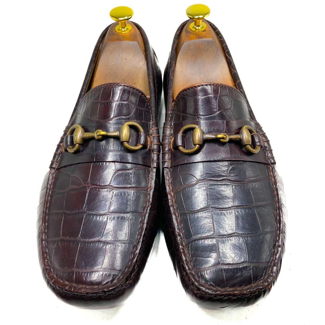 COLE HAAN コールハーン クロコ調 ホースビットローファー 茶 ブラウン 25cm