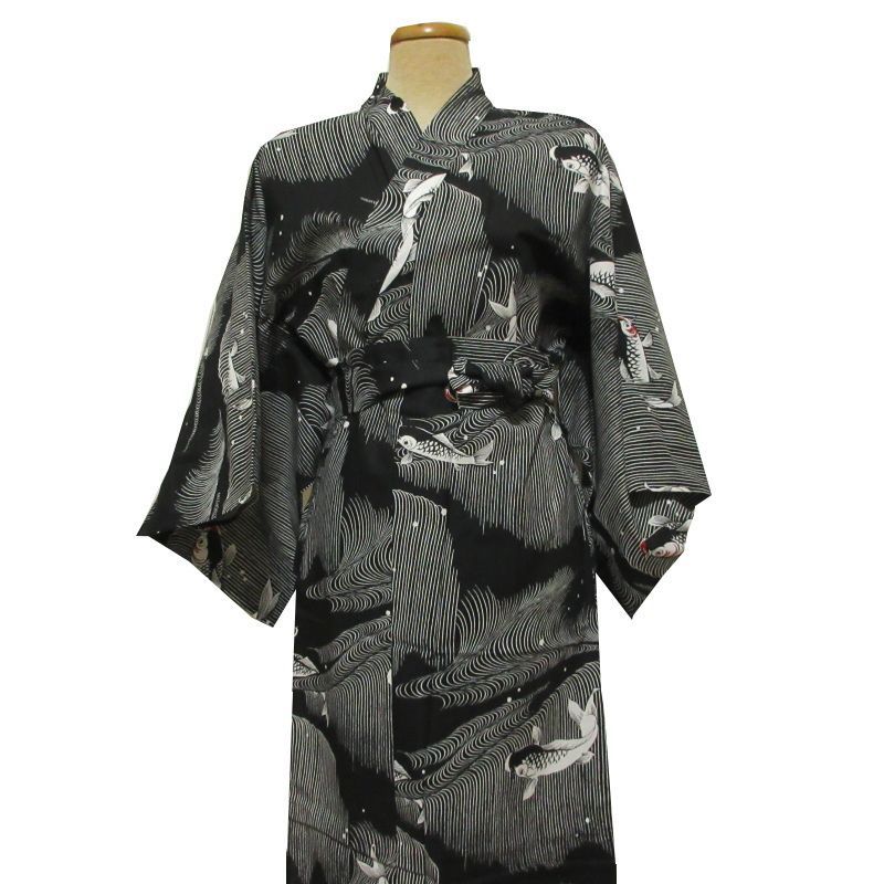 新品 匿名 LL 綿100% ネイビー 鯉 男 浴衣 Japanese Yukata For Men. Carp
