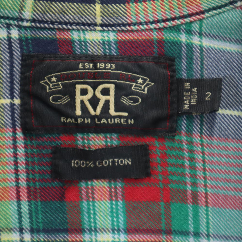 ダブルアールエル チェック柄 長袖 ウエスタンシャツ 2 グリーン 他