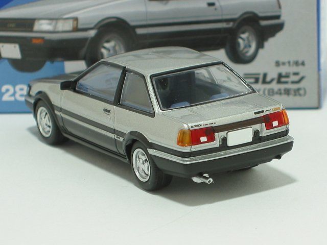 トヨタ カローラレビン 2ドア GT－APEX（銀／黒）84年式 LV-N284c【トミーテック社1/64ミニカー】【トミカの時】