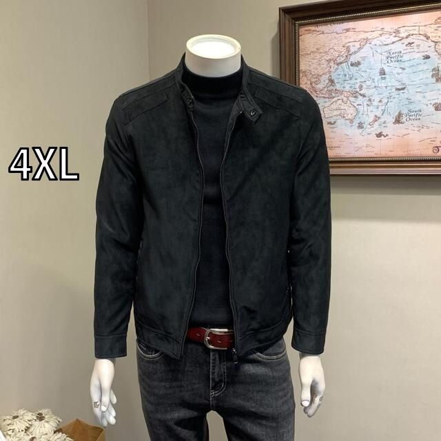 4XL メンズ 服 シンプル ファッション オシャレ 大人 かっこいい 大きいサイズ ストリート 紳士服 春秋冬 スエード エコ レザー ジャケット スタンドカラー スリム