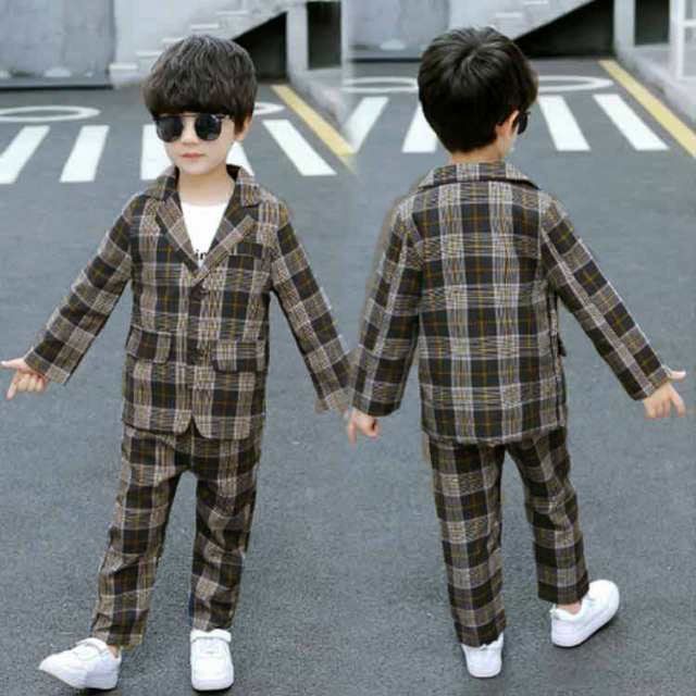 ジャケット フォーマルスーツ チェック柄 2点セット 男の子 長袖
