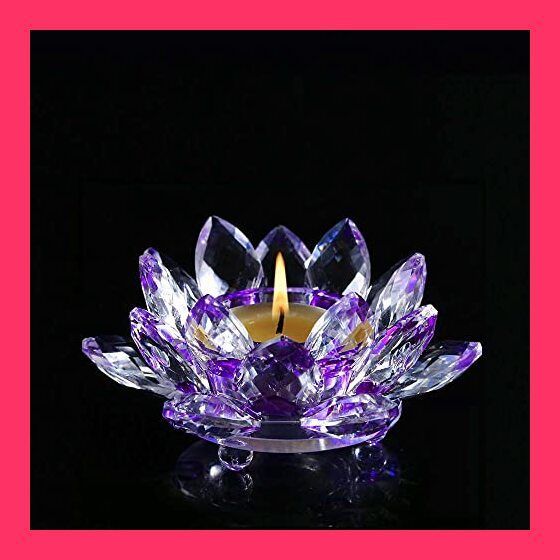 【蓮】キャンドルスタンド ガラス製 ロータス 置物 花 蓮の花 インテリア ☆燭台 キャンドルホルダー クリスタルガラス 蓮の花 ロータス