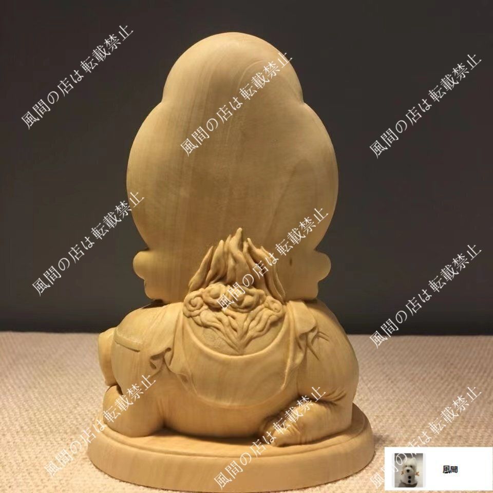 新品・未使用】文殊菩薩 普賢菩薩 木彫り 仏像 文殊菩薩像 普賢