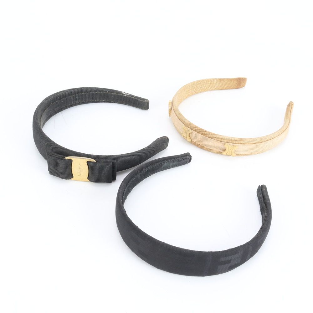 まとめ ３点 セット セリーヌ フェラガモ フェンディ カチューシャ トリオンフ ヴァラリボン ヘア レディース ERE CW14-4