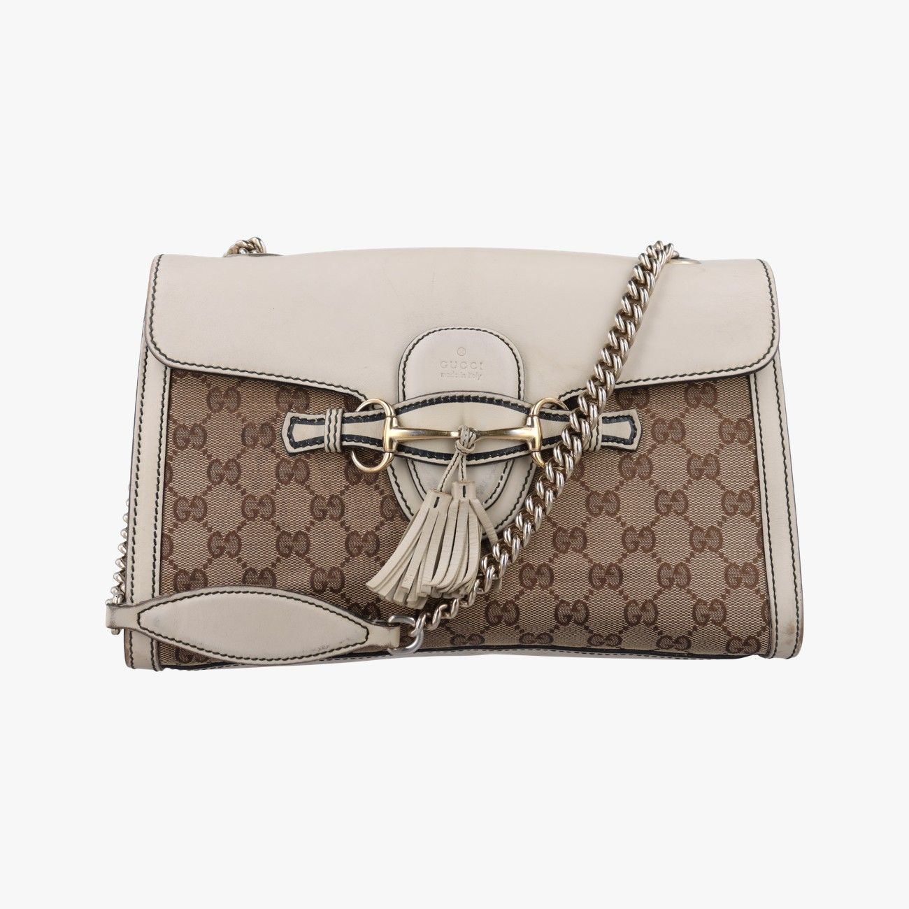グッチGucciエミリー カーキ×ホワイト ファブリック×レザー 295402 B013087254