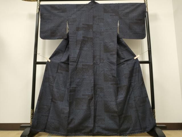 平和屋着物○本場眞錦絢結城紬 100亀甲 エ霞吉祥花文 証紙付き 正絹