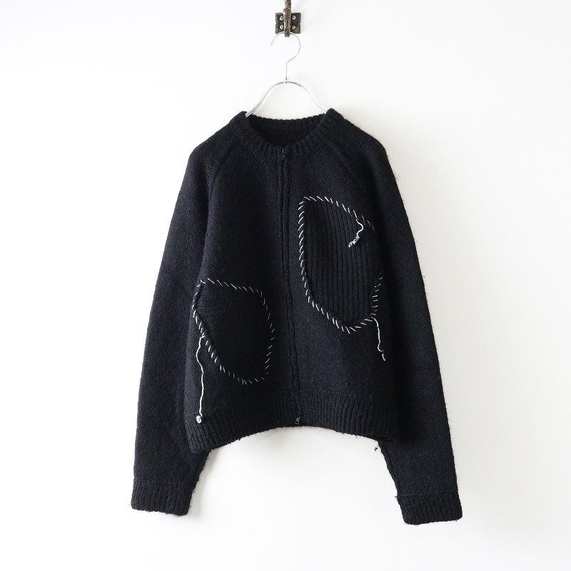 ワイズ ヨウジヤマモト Y s PLAIN STITCH HAND STITCH KNIT BLOUSON ハンドステッチニットブルゾン 2 ブラック┃ 2400014629309