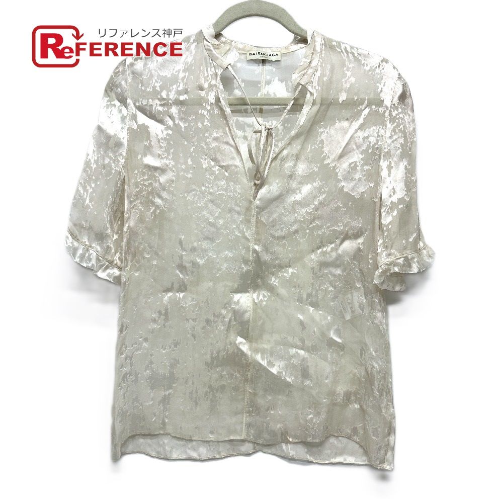 BALENCIAGA バレンシアガ ブラウス リボン レーヨン ホワイト