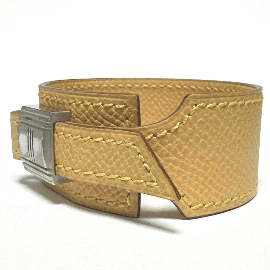 HERMES エルメス ブレスレット バングル アルテミス イエロー レザー