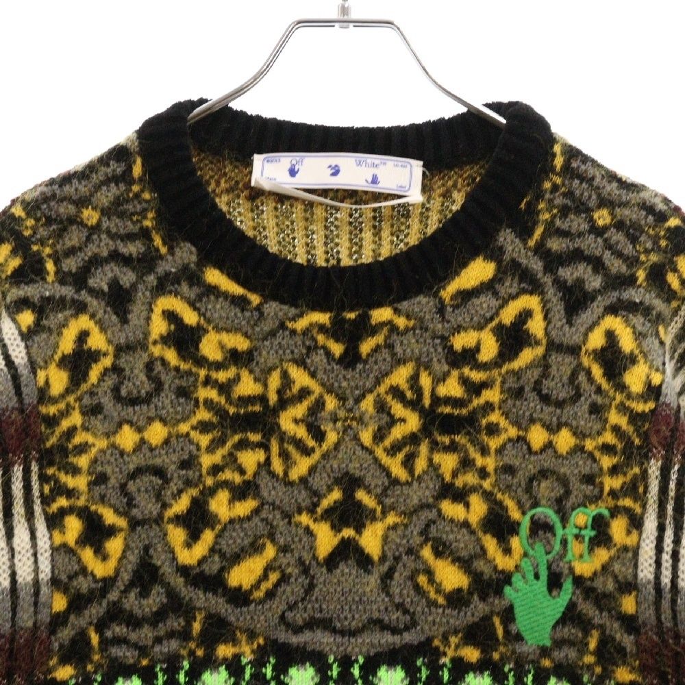 ｏｆｆ-ｗｈｉｔｅ オフホワイト モヘヤ アルパカ グラデーションニット Ｍ OFF-WHITE (オフホワイト) モヘア アルパカ混 クルーネック