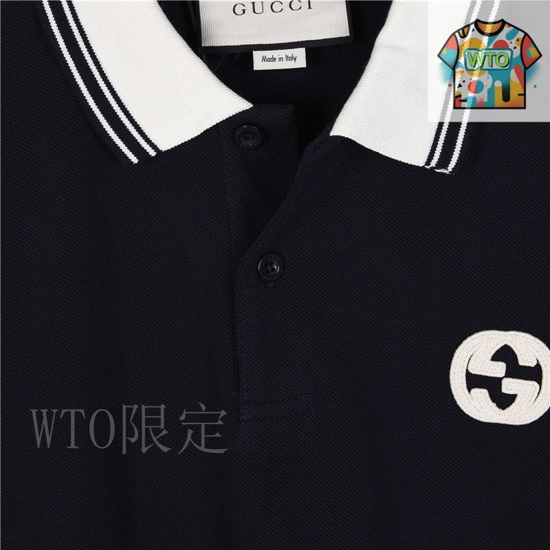 GUCCI 黒 ポロシャツ Made in Italy タグ付き GUCCI 黒 ポロシャツ Made in Italy タグ付き GUCCI 黒