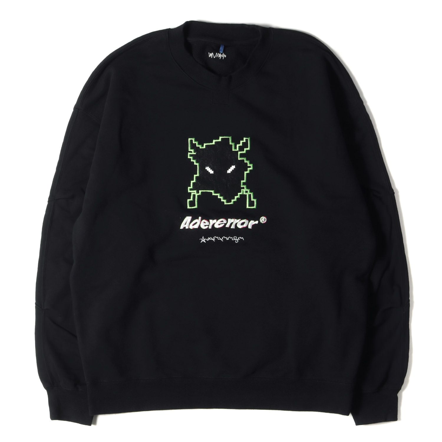 美品 ADERERROR スウェット 黒 美品 Adererror アーダーエラー スウェット グラフィック刺繍 オーバー
