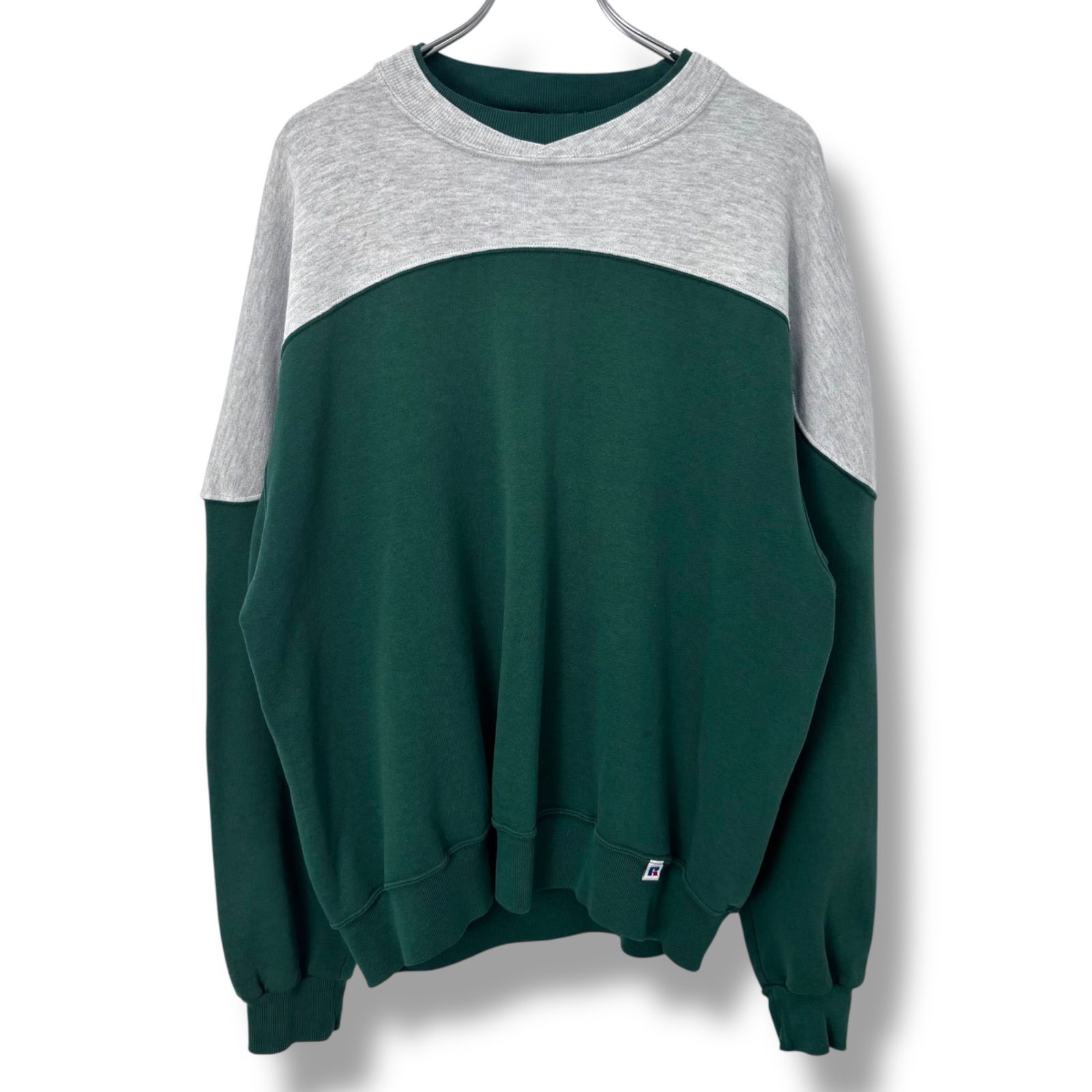 90s RUSSELL ATHLETIC 2tone Blank Sweat Shirt Made in USA 【XL】 90 