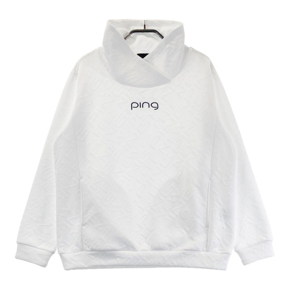 サイズ：L PING ピン ハイネック 長袖Tシャツ 総柄 ホワイト