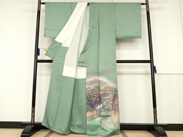 平和屋着物●染織界の匠　村松祥三　色留袖　手描き　東大寺　二月堂参道　暈し染め　金彩　正絹　逸品　AAAT3007np 平和屋着物○染織界の匠 村松祥三 色留袖 手描き 東大寺 二月