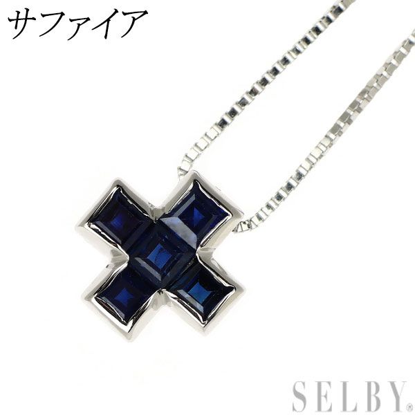 K18WG サファイア ペンダントネックレス クロス - メルカリ 