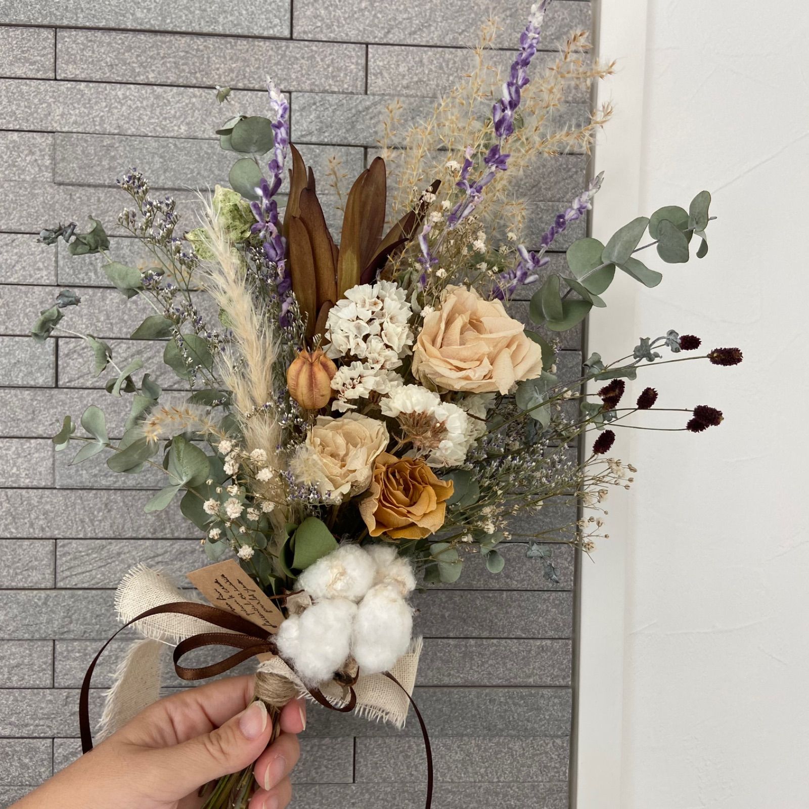 ドライフラワー スワッグ バラ リューカデンドロン コットンフラワー