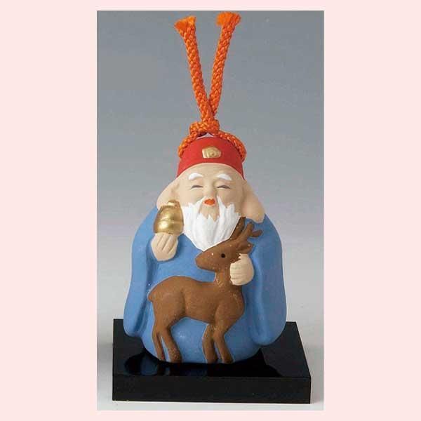 七福神　寿老人　土鈴　S209　※陶器，縁起物，和，日本，民芸品，工芸品，置物，ドール，開運招福，かわいい，可愛い，レトロモダン，シリーズ，神様