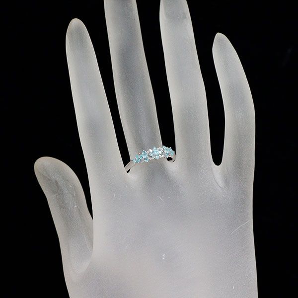 パライバトルマリン0.20ct ダイヤモンド0.62ct　13号 K18 K18WG パライバ トルマリン ダイヤモンド リング 0.28ct D0.03ct