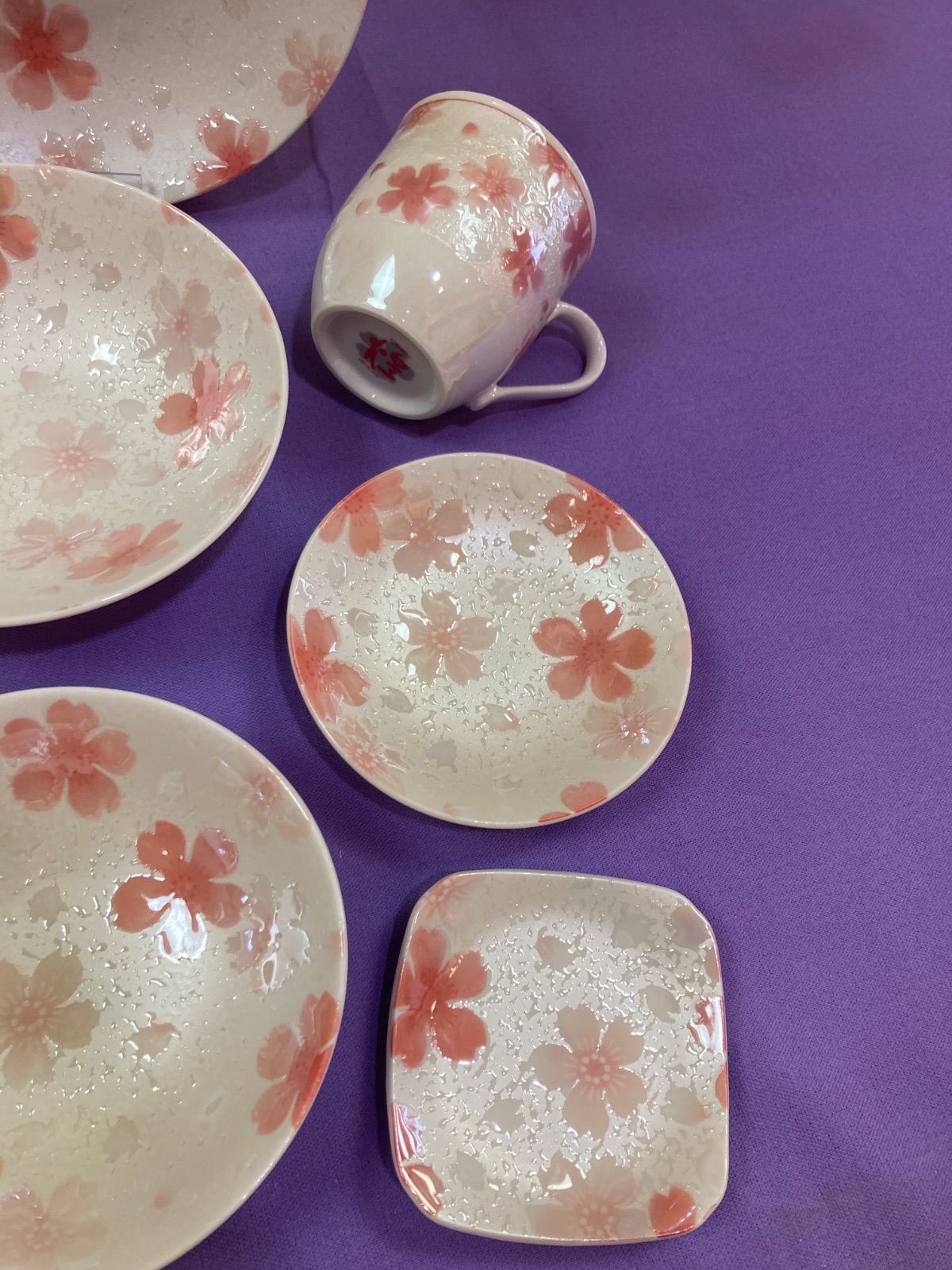 新品】美濃焼 煌 食器12点セット ブルー ピンク 桜柄 桜 日本製