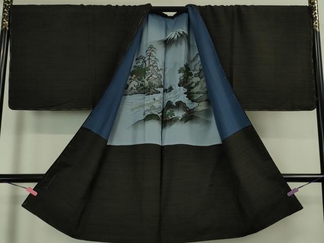 平和屋本店□極上 男性 紬 アンサンブル 長羽織セット キングサイズ 色