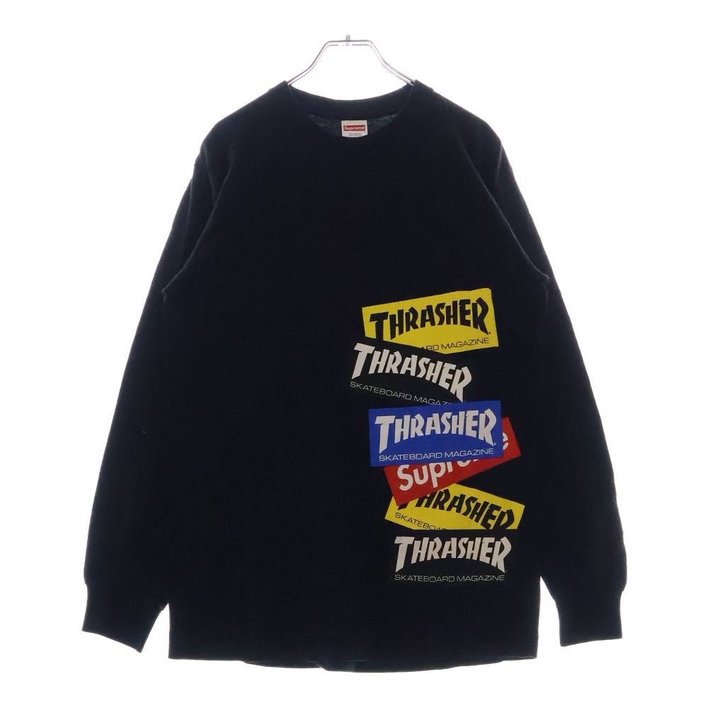 Supreme Thrasher ロゴ 長袖Tシャツ M ブラック SUPREME (シュプリーム) 21AW ×THRASHER Multi Logo L/S Tee