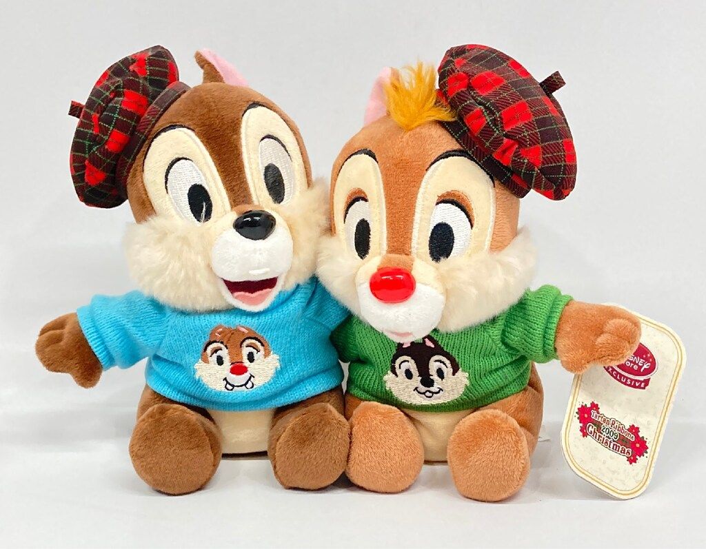 値下げレア品Tartan Ribbons Christmas 2009ディズニー ディズニーストア ぬいぐるみ Tartan Ribbons 2009 christmas チップ
