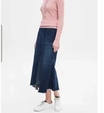 タイム TIME アンバランス ヘム デニム ロング スカート 44 サイズ