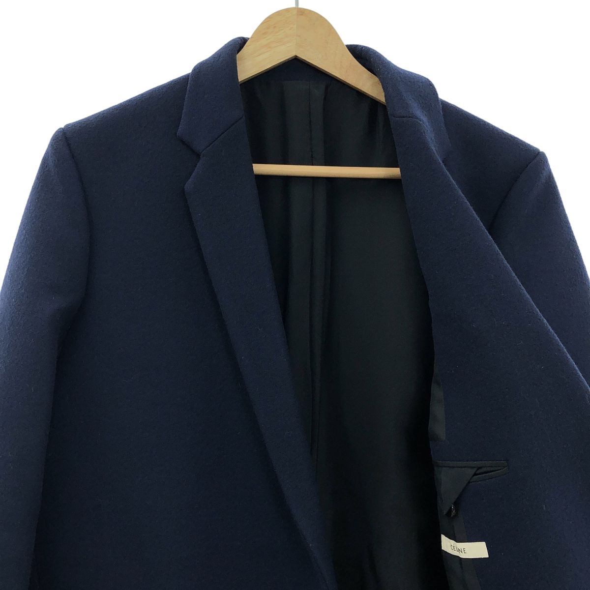 美品 CELINE フィービー期 ロングコート 42 ウール メルトン ネイビー AmeriCHARME FLARE LONG COATセリーヌフィービーネイビーコート