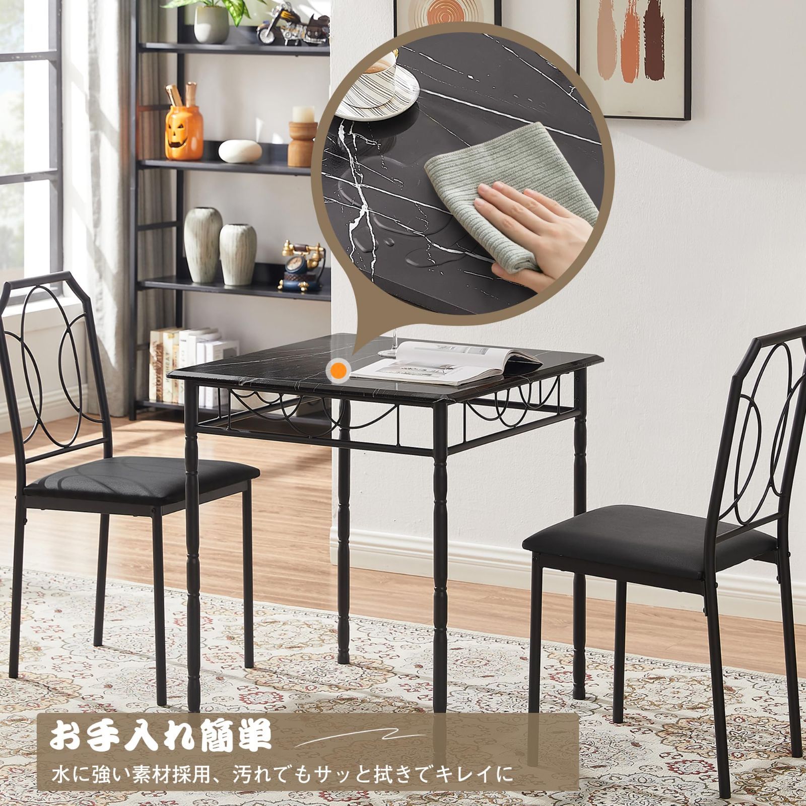 VECELO 丸テーブル ダイニングテーブル 直径70×高さ73cm カフェ