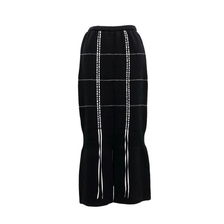 YUKI SHIMANE ユキシマネ Hand stitched Slit Knit skirt ファインメリノウールハンドステッチスリットニットスカート ブラック YS23AW-KSK