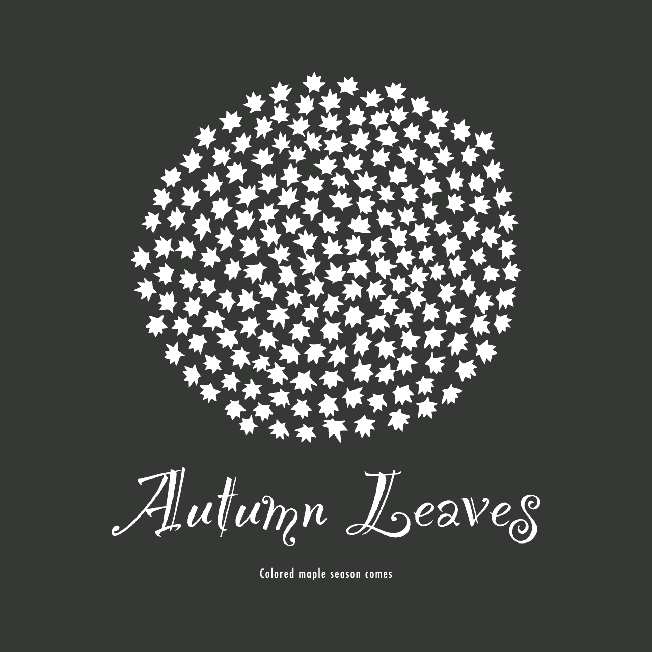 グラフィックTシャツ　Autumn Leaves Mono / Black