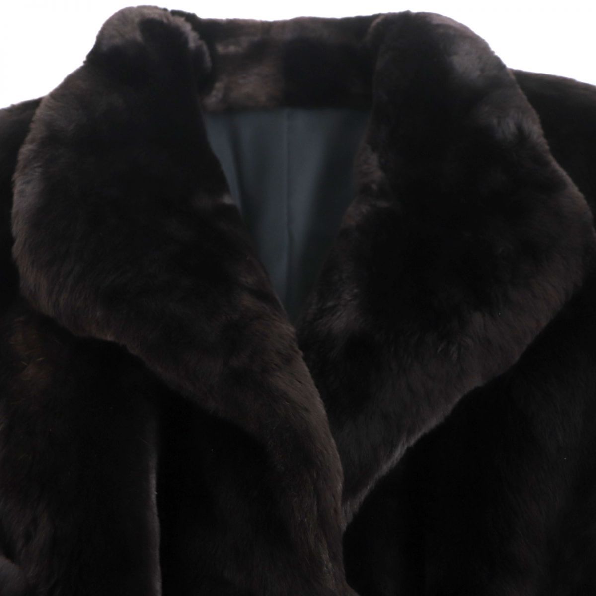 極美品▽シェアードヌートリア 本毛皮コート ダークブラウン F 毛質