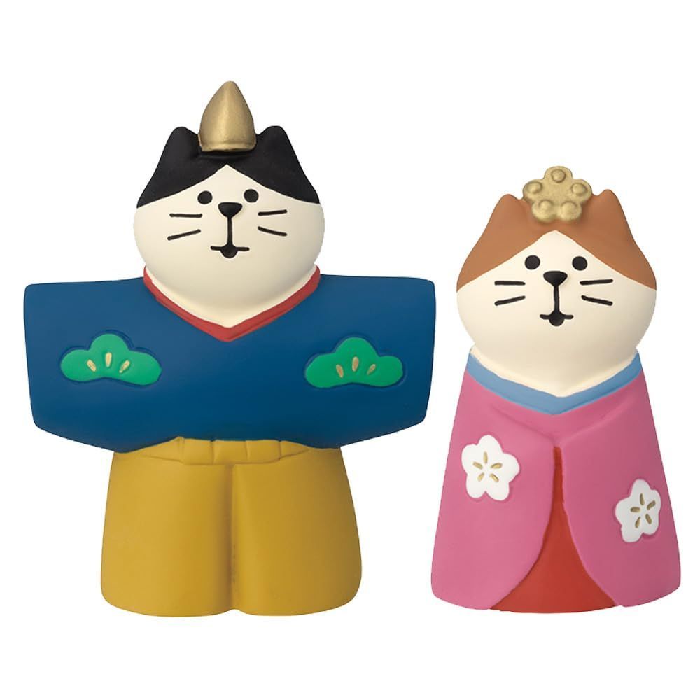 【数量限定】猫雛 立ち雛 男雛:約47×20×h60mm、女雛:約27×20×h46mm デコレ(Decole) ZMM-90001L