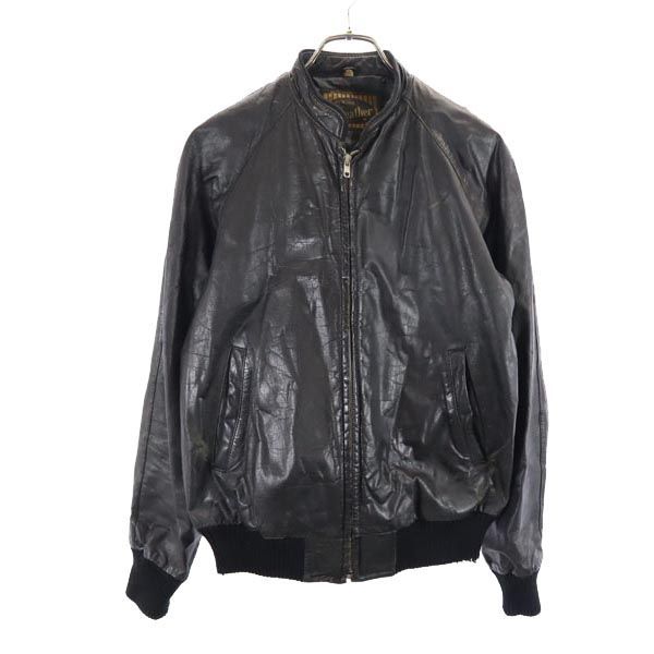 GENUINE Leather 牛皮 レザージャケット L ブラック  本革 メンズ 古着 【231030】