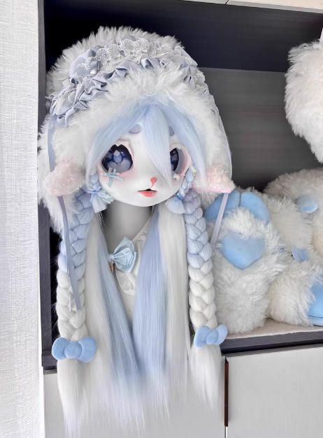 ファースーツ 着ぐるみセット NO.260 羊 青 水色 ケモノ ファースーツ 全頭ヘッド ぬいぐるみ コスプレ コスチューム 一点物