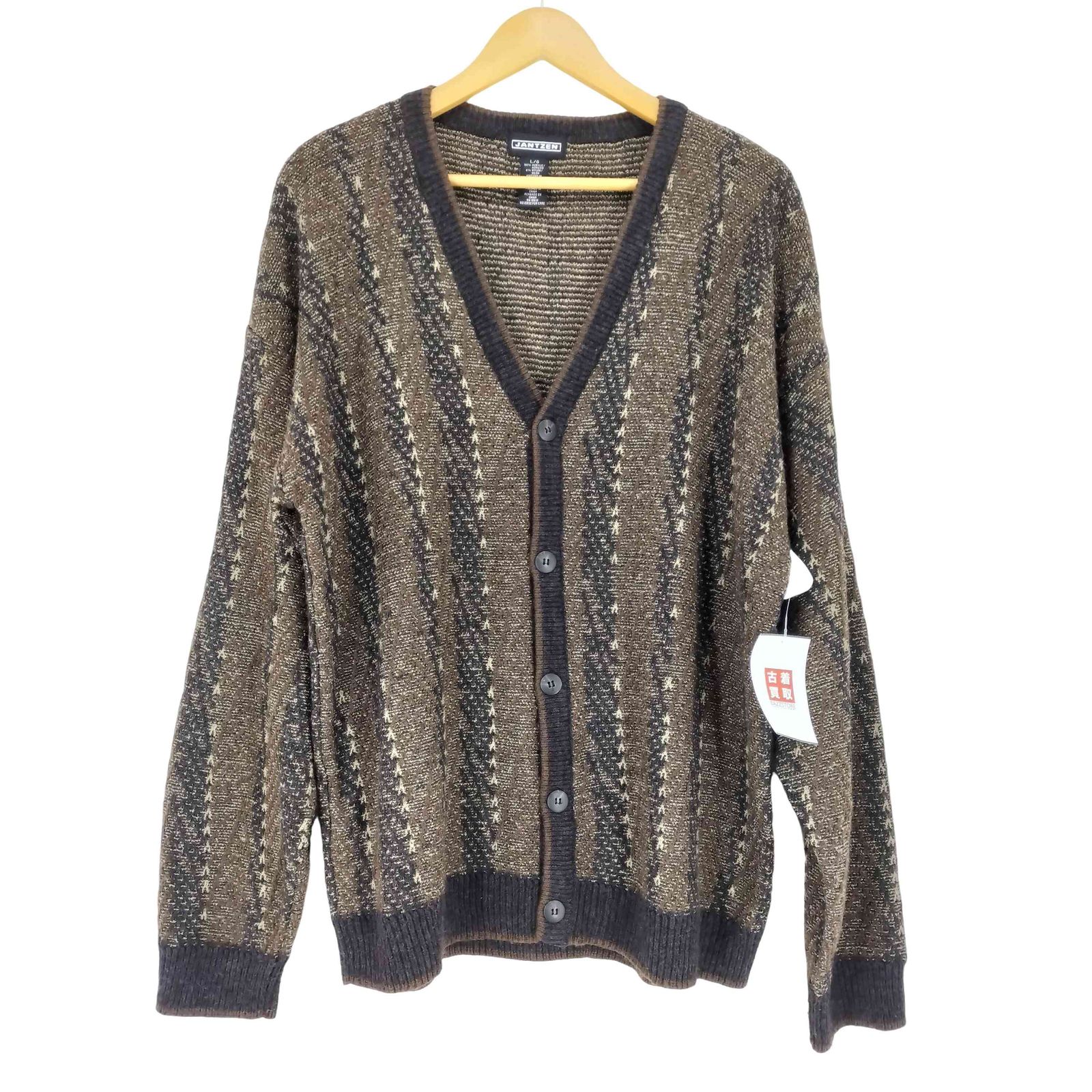 90s - Jantzen ジャンセン　カーディガン　総柄　黒　ブラック　M ジャンセン jantzen 80~90S 総柄カーディガン メンズ L/G - メルカリ