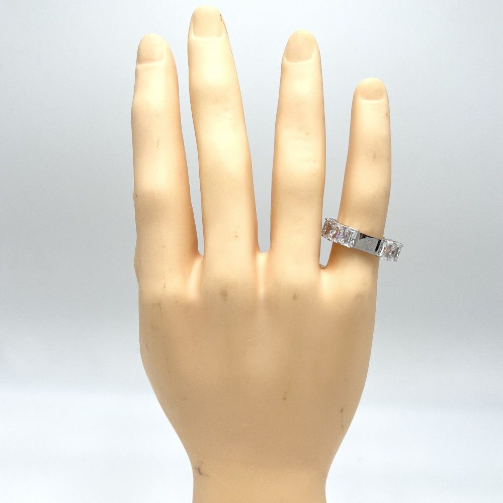 ルイヴィトン 指輪 メンズ LVロゴ バーグ LV クリスタル リング 小物 Lサイズ LOUIS VUITTON ラインストーン 約22号 MP3364 シルバー 約6.6g 品