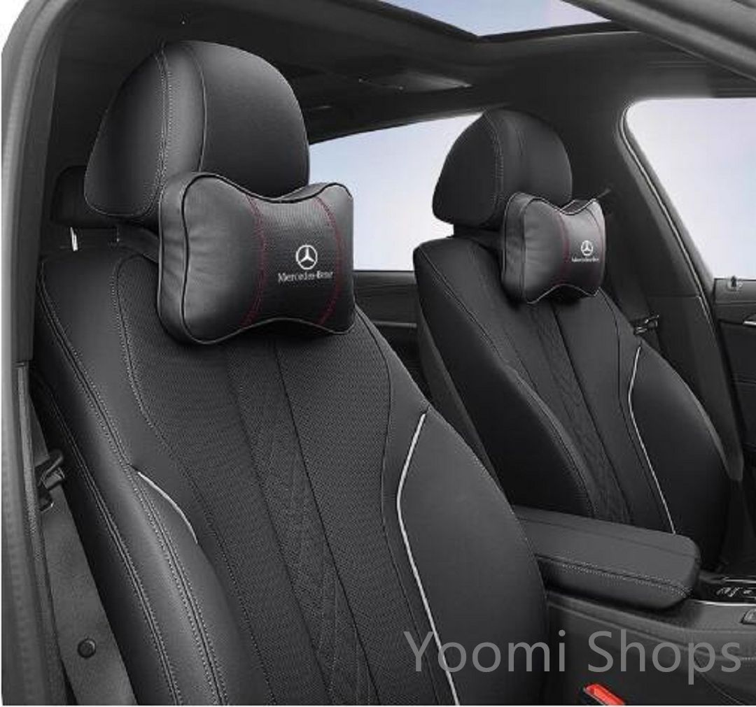 【新品未使用】メルセデス ベンツロゴ入りき 車用記憶 通気性弾性 ネックパッド レザー ネックパッド 汎用 車載首枕 ヘッドレ