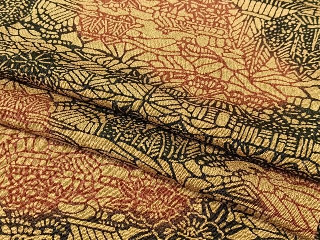 平和屋本店□極上 小紋 単衣 草花文 錫色地 鬼しぼ縮緬 逸品 DZAA5566kh5