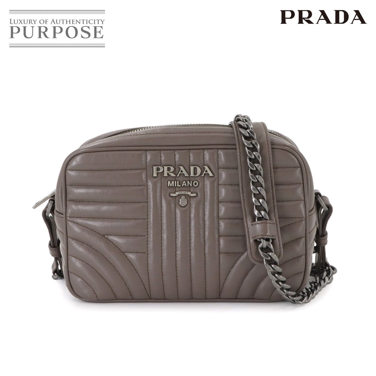美品 プラダ PRADA ダイアグラム チェーン ショルダー バッグ