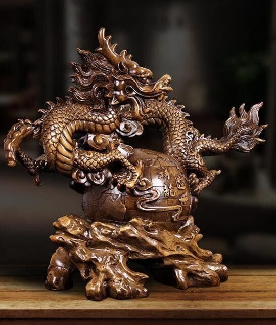 龍彫刻精工オフィス装飾風水祥龍置物テ〔一工芸品事務所置物開運金を招く事務室の置物精密細エリピング置物工芸彫刻WP今週注目