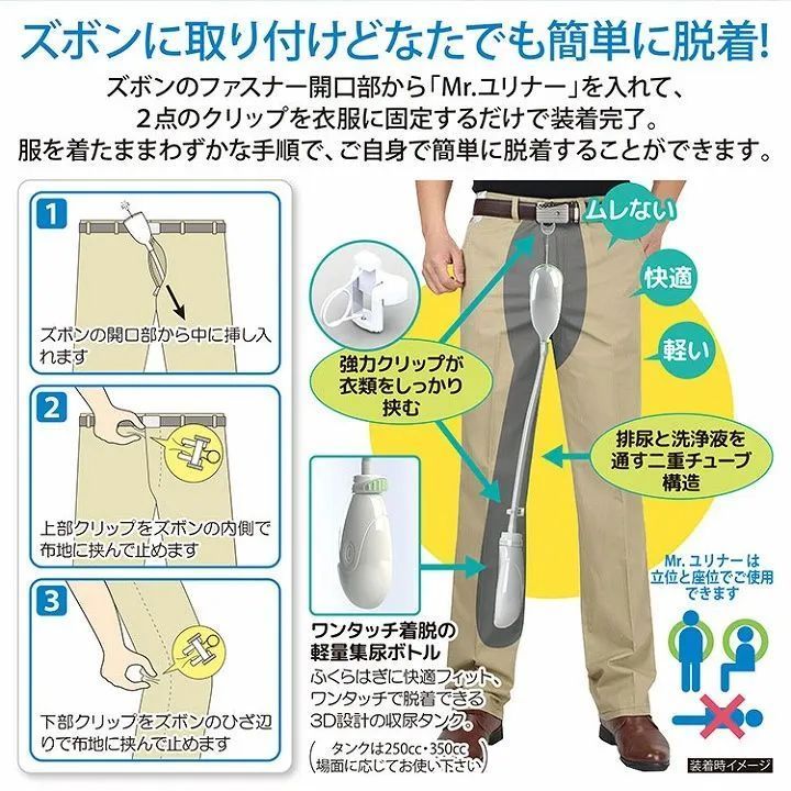 新品】身体に付けない収尿器 Mr.ユリナー 専用サポートポーチ付 フル 