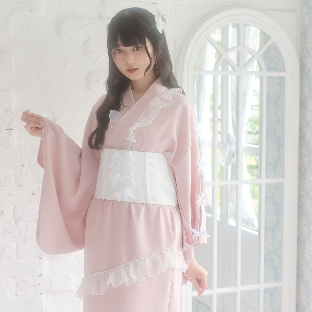 【セール中！】夢展望/フリルレースプリンセス浴衣/XL/付け襟セット/黒 Timesale対象】【送料無料】フリルレースプリンセス浴衣