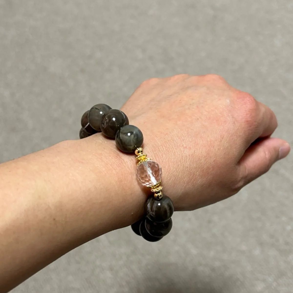 B025】ペトリファイドウッド珪化木デザインブレスレット✨16cmゆるめ 