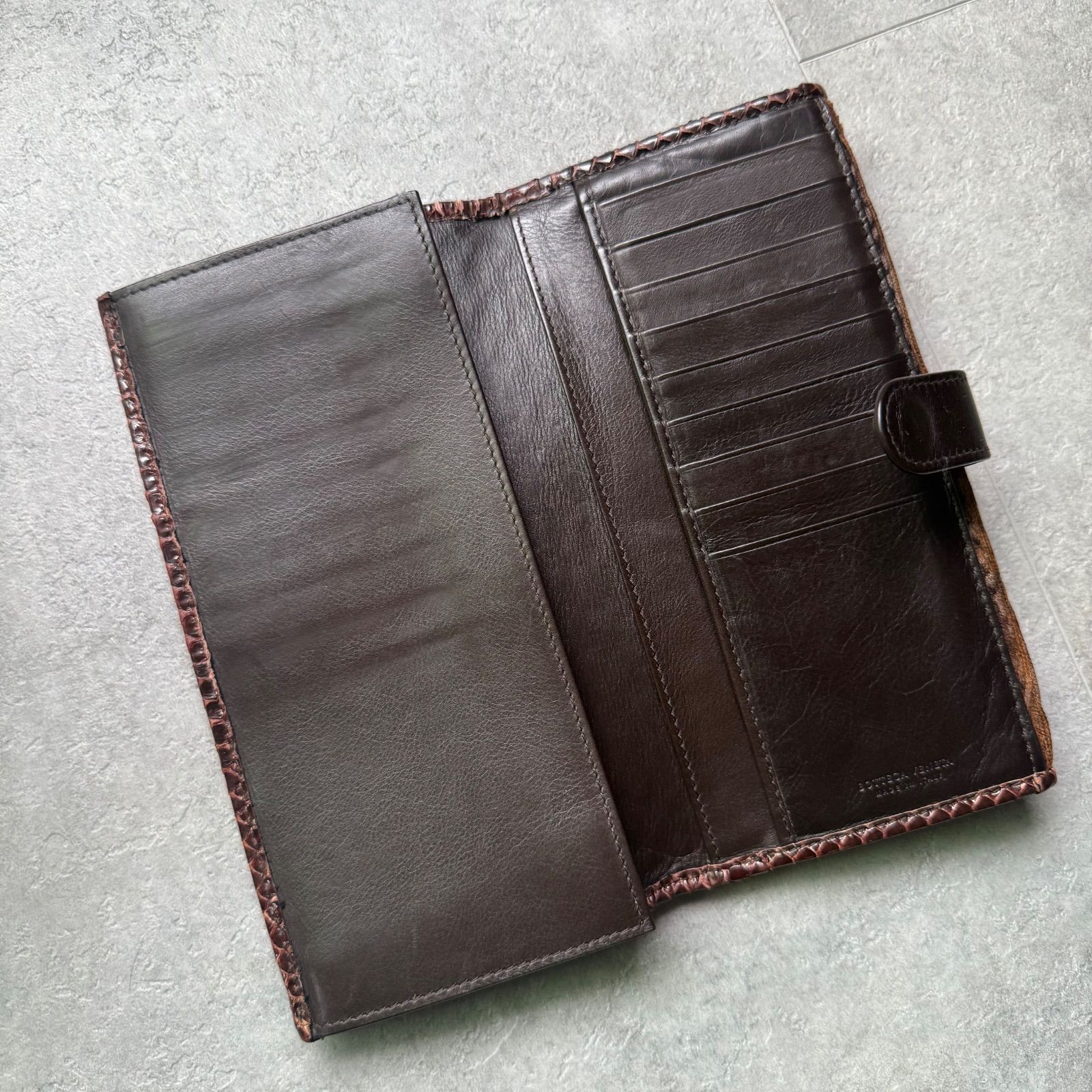 BOTTEGA VENETA 二つ折り長財布 レザー ダークブラウン 希少 ボッテガ