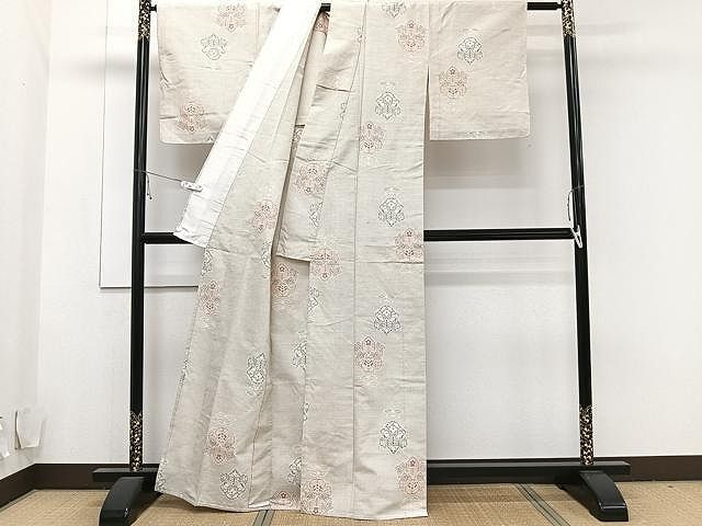 平和屋着物▽本塩沢 単衣 100亀甲 立涌文 正絹 逸品 CAAV0909ou