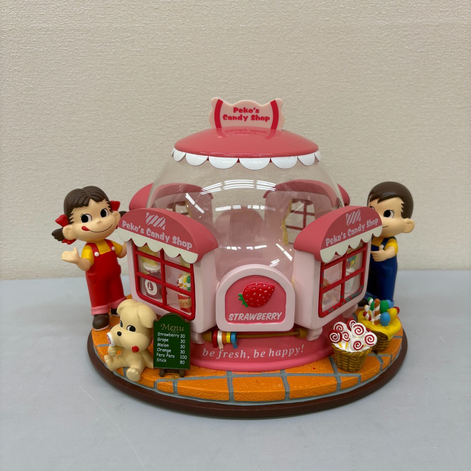 K1394☆未使用 不二家 ペコちゃんキャンディポット ピンク