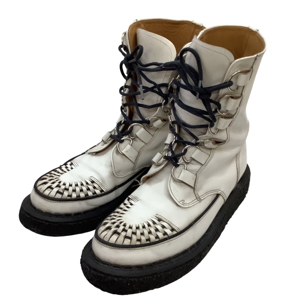 GEORGE COX ジョージコックス GLAY TERU 6Dリング レースアップブーツ SIZE 8 ホワイト